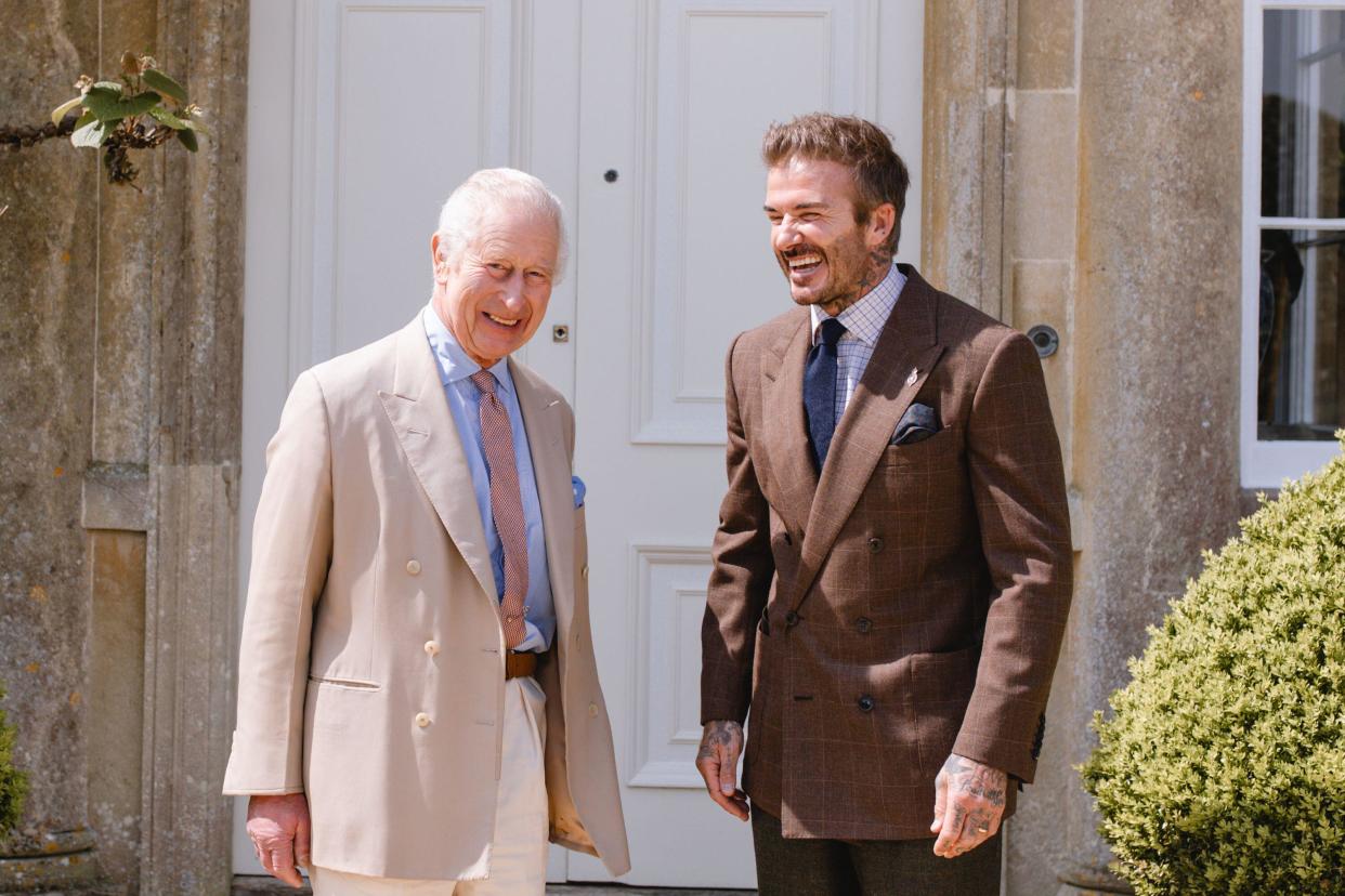 King Charles and David Beckham swapping beekeeping tips