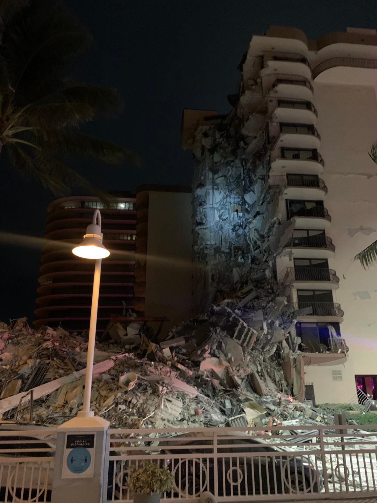 A partial building collapse located at 8777 Collins Avenue in Surfside, Florida (Miami Beach Police)