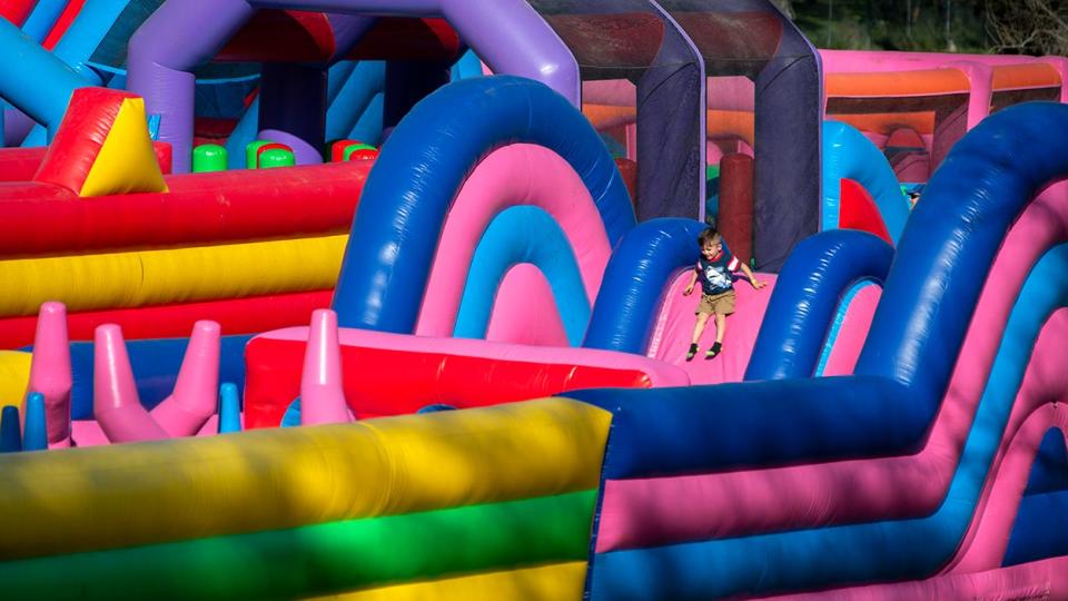 File: An inflatable obstacle course.