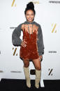 <p>For those times you can't decide between going sleeveless or wearing a full-blown sweatshirt, strike a compromise like Karrueche Tran and simply don a pair of velvet sleeves with an attached hood.</p>