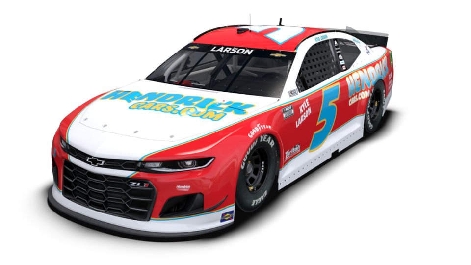 NASCAR driver Kyle Larson will race the No. 5 HendrickCars.com Chevrolet for the Throwback weekend at Darlington.