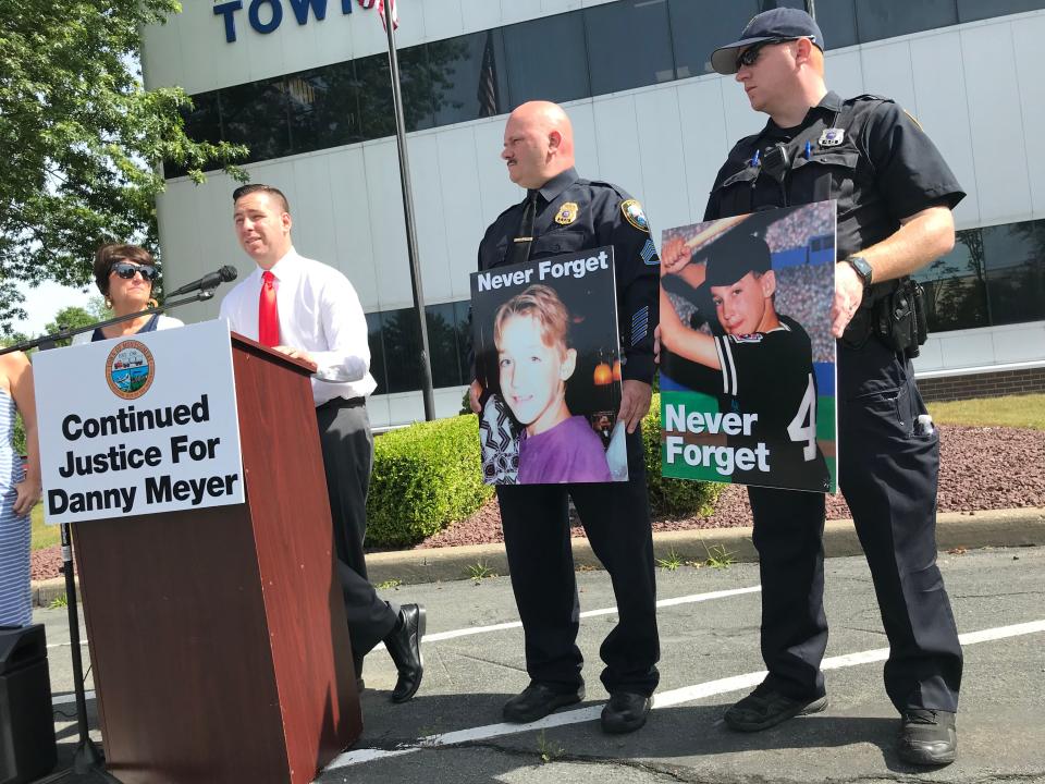 In this 2021 file photo, Assemblyman Brian Maher, then town supervisor of Montgomery, in Orange County, speaks at a press conference outside Town Hall on June 25, 2021.
