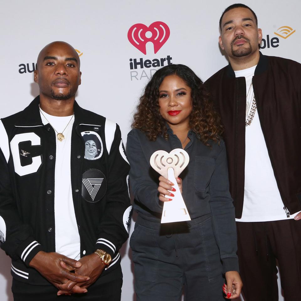 (Left to right) Charlamagne tha God, Angela Yee, and DJ Envy of "The Breakfast Club."