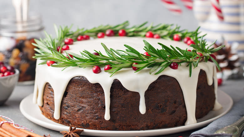 black cake with icing