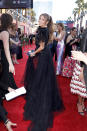 <p>Thalía estuvo majestuosa en los Latin Grammy por cuenta de este revelador vestido negro, en encaje. Getty Images </p>