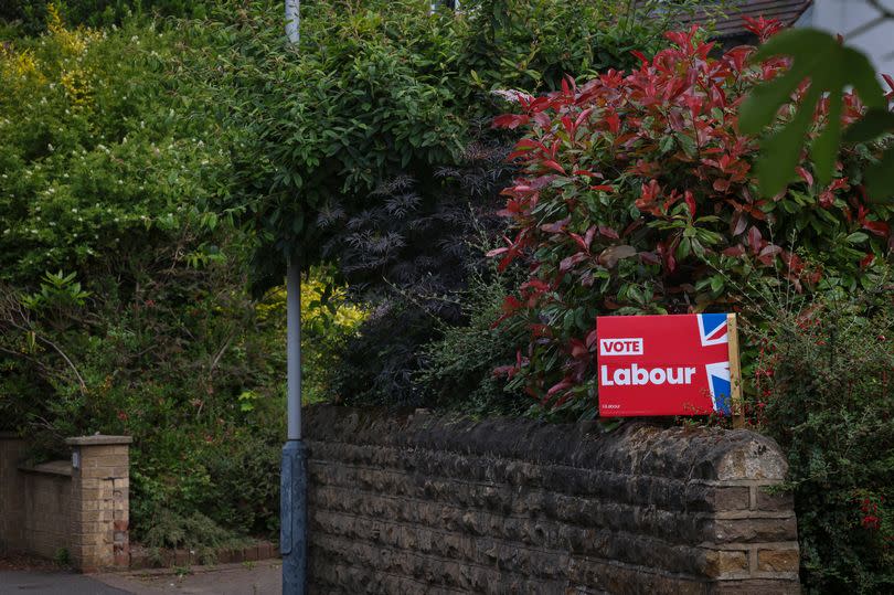 A vote Labour sign pictured in West Bridgford