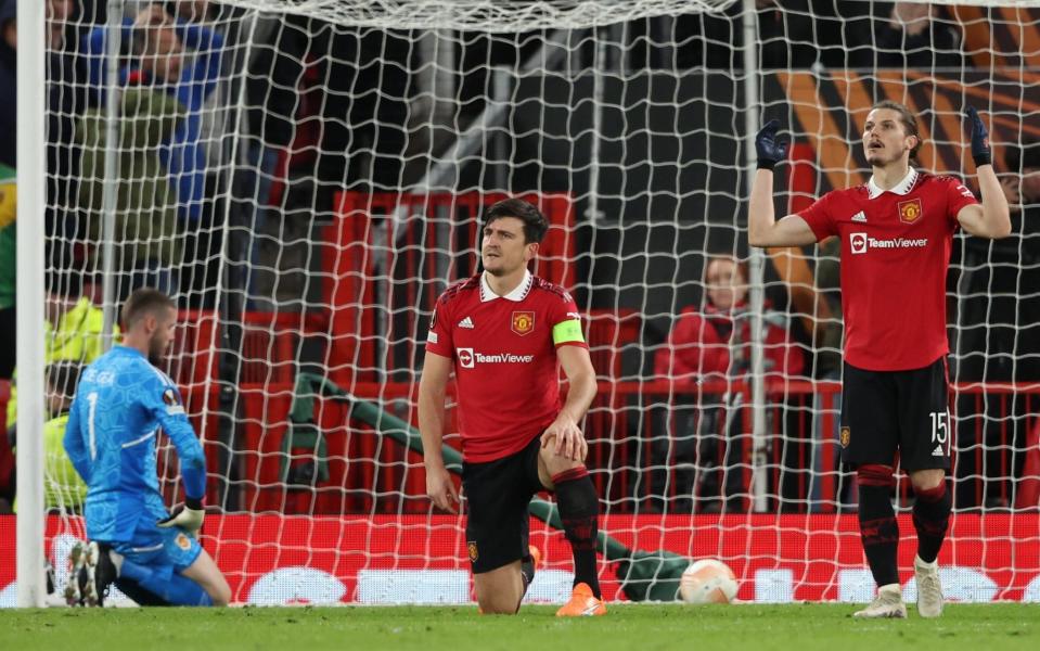 Harry Maguire (C) - Late own goals and defensive injuries caps miserable night for Man Utd - Getty Images/Matthew Ashton