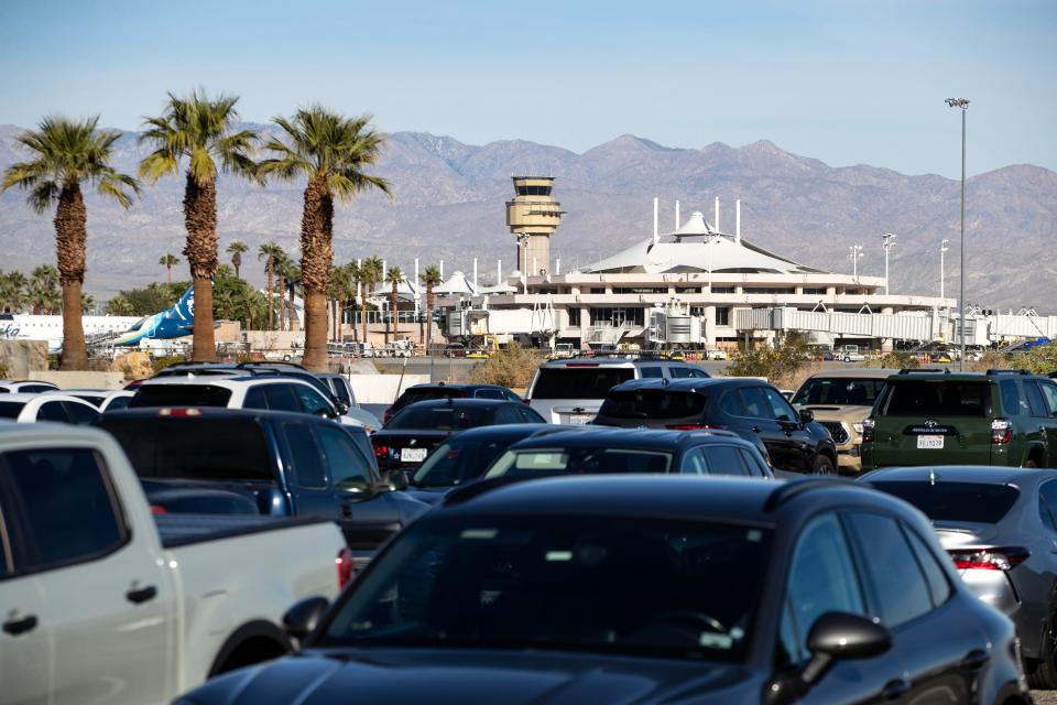 Palm Springs International Airport overflow parking begins to fill up the day before Thanksgiving in Palm Springs, Calif., on Nov. 23, 2022.