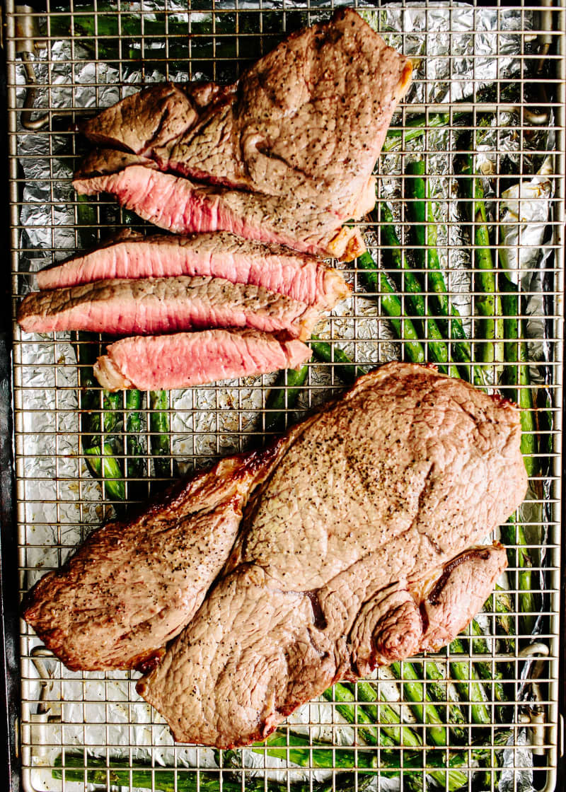 Broiled Steak & Asparagus with Feta Cream Sauce