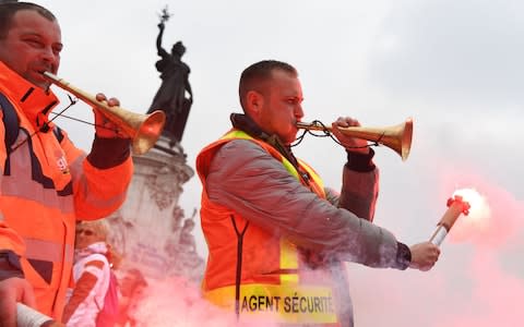 More than 140 separate protests were due to take place across France - Credit: ALAIN JOCARD/AFP