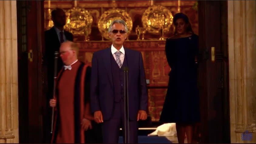 Andrea Bocelli singing at the royal wedding of Princess Beatrice of York and Jack Brooksbank.&nbsp; (Photo: )