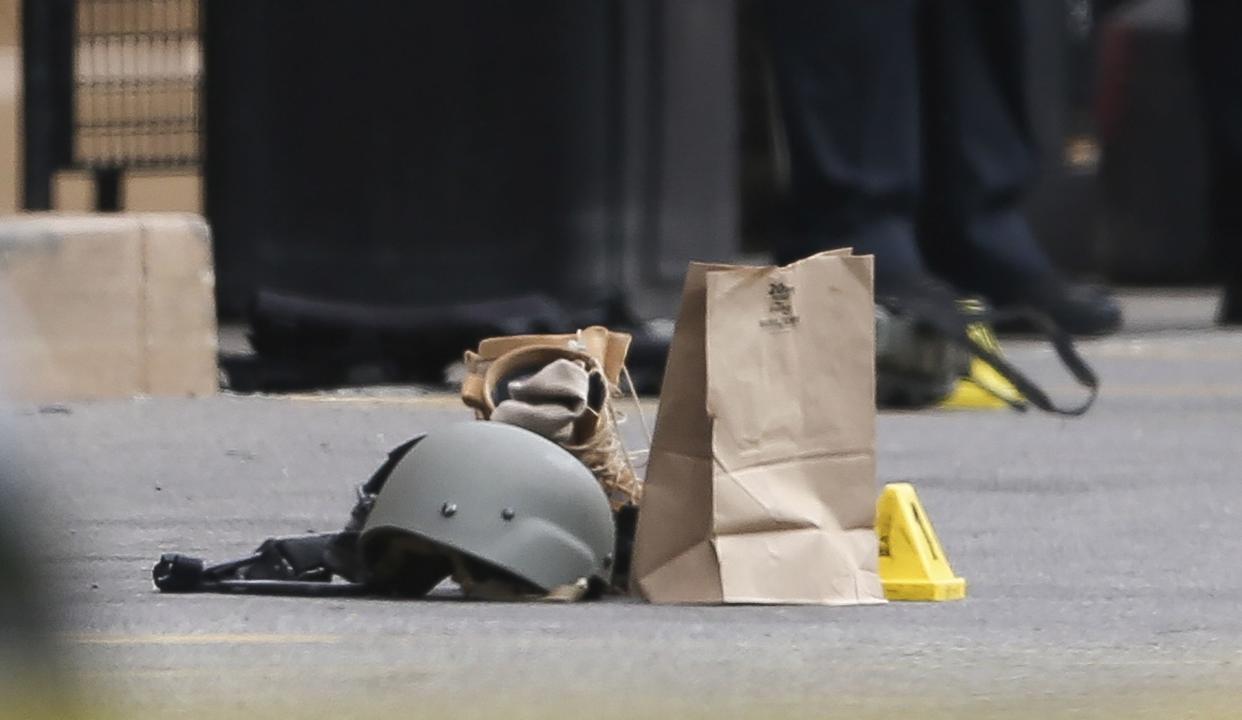 Evidence marked by police after the shooting at a Buffalo supermarket on Saturday.