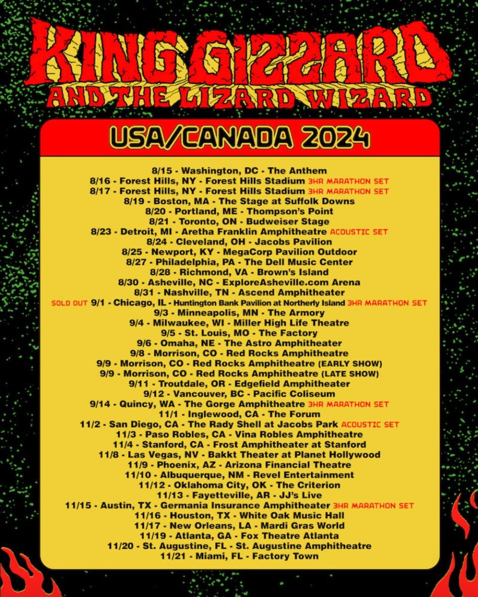 King Gizzard and the Lizard Wizard tour dates 2024 alternative rock music news tickets pre-sale