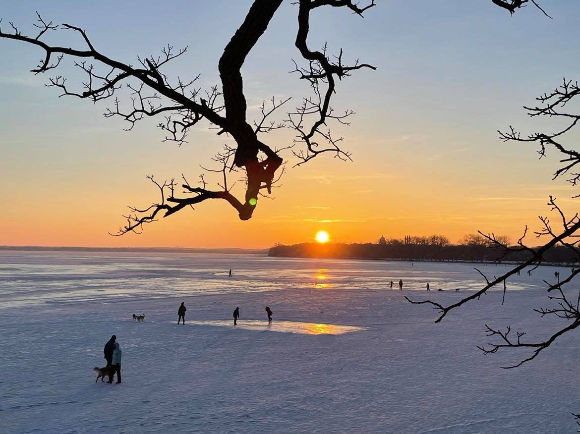 A sunset over Lake Monona on Jan. 12, 2021.