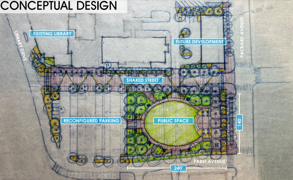 In 2023, Cudahy began exploring ideas to utilize two parcels (about 0.36 acres) in the 4800 block of South Packard Avenue as a community and event space.