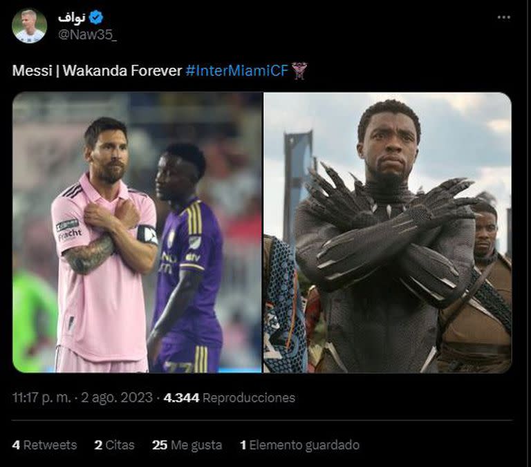 Lionel Messi, ¿festejó a lo Black Panther?. Captura: Twitter/@Naw35_