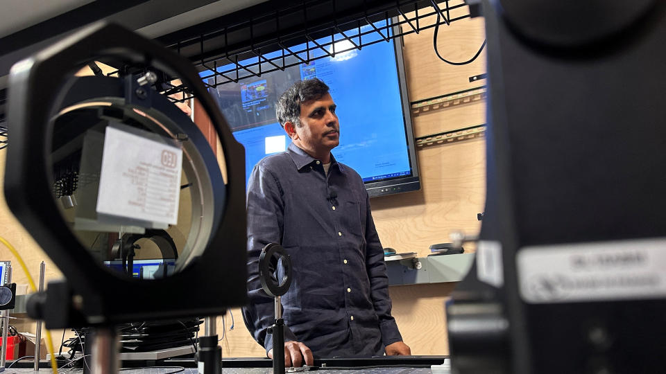 Mahesh Krishnaswamy, leader of Taara, a project in Alphabet's so-called ?moonshot factory? X, looks on as he stands in a lab, in Mountain View, California, U.S. June 21, 2023. REUTERS/Nathan Frandino