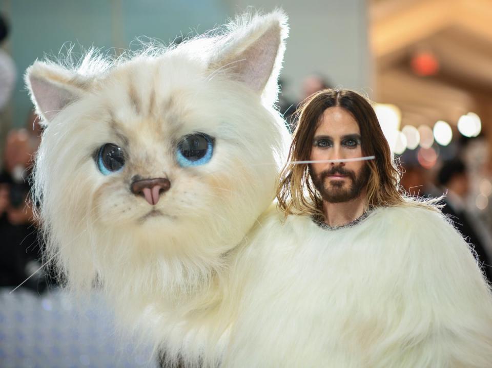 Jared Leto in an outfit inspired by Karl Lagerfield’s cat Choupette (Getty Images for The Met Museum/)