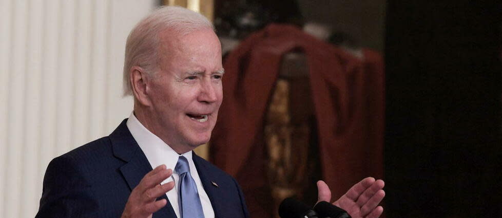 Le président américain, Joe Biden est accusé de s'être trompé en lisant son prompteur lors d'un discours télévisé.  - Credit:LENIN NOLLY / NurPhoto / NurPhoto via AFP