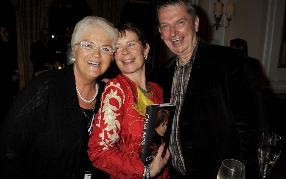 Hedley with the actresses Pam St Clement and Celia Imrie