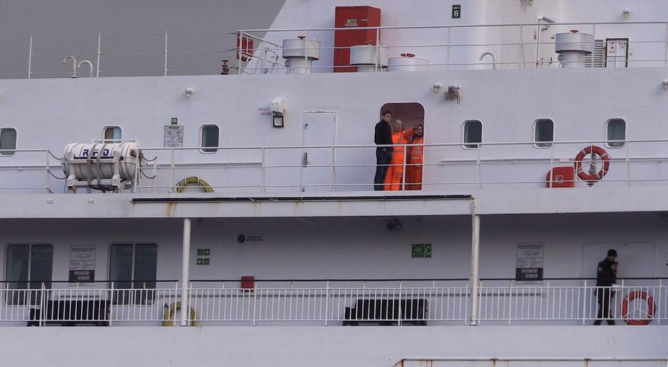 People onboard the P&O European Causeway ferry docked at Larne Port (David Young/PA) (PA Wire)