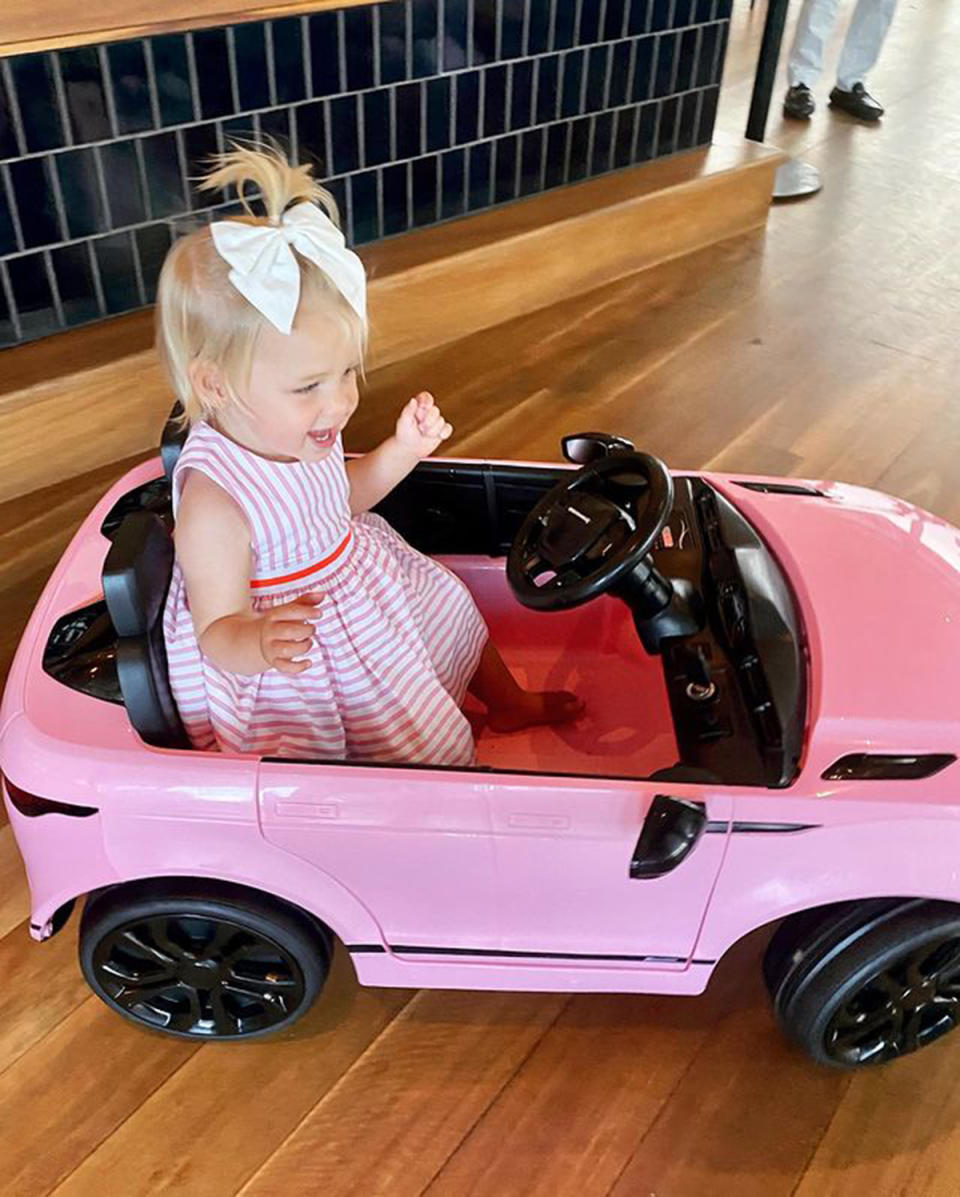 Tim Robards and Anna Heinrich's daughter Elle drives a pink mini Range Rover. Photo: Instagram/annaheinrich1.