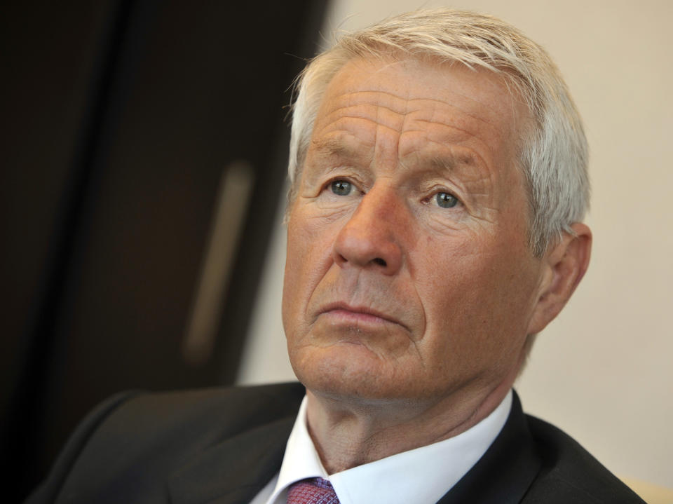 Secretary General of the Council of Europe, Thorbjorn Jagland is pictured during an interview with The Associated Press prior a meeting with top Hungarian politicians to discuss the disputed new church law of the country in Budapest, Hungary, Wednesday, March 21. Jagland says that since Parliament now decides which religious groups are recognized as churches, the issue "can be politicized, which is not in accordance with the normal standards we have in Europe today." Hungary recently cut the number of officially recognized churches from over 350 to 32. (AP Photo/Bela Szandelszky)