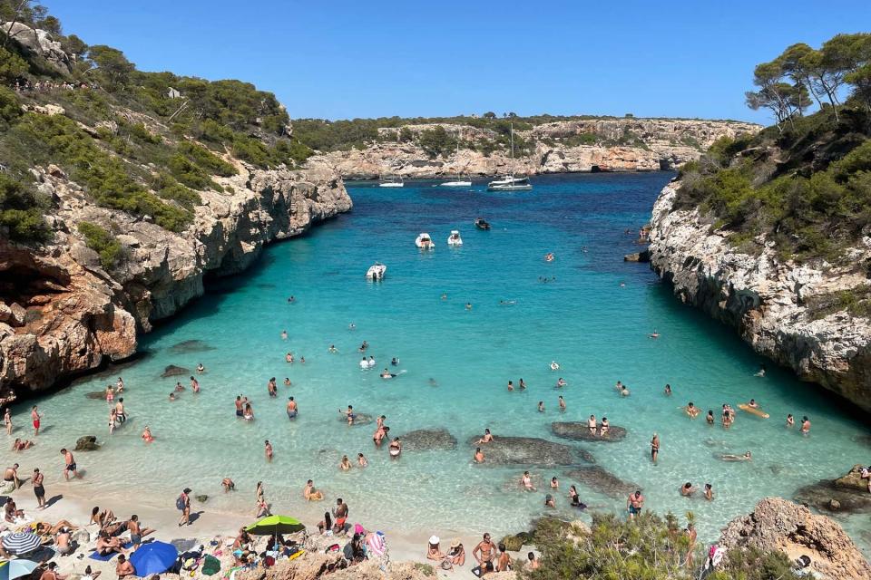 Popular beach in Santanyí, Spain