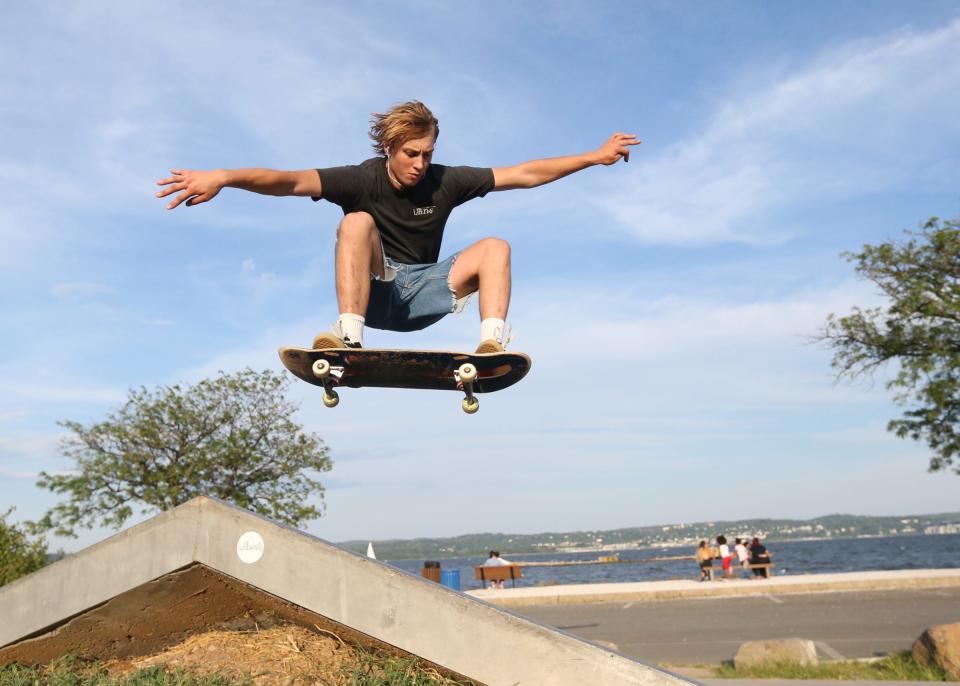 Jessie McDonald of Congers gets some air at the Skate Park at Memorial Park in Nyack on Friday, August 19, 2022.