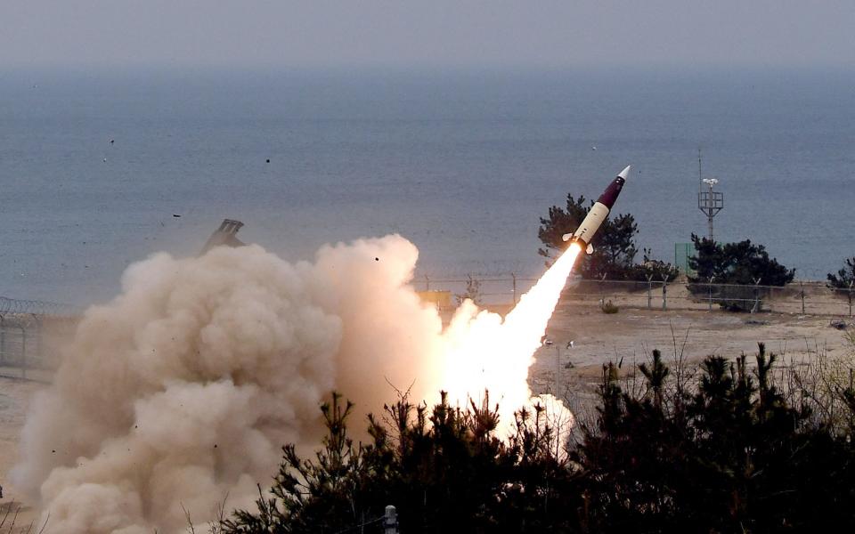 Ukraine has been urging the US to provide it with Army Tactical Missile Systems, such as this one shown in South Korea. The US has resisted as it is worried that Ukraine may use them to strike Russia - Jo Yong Hak/Getty