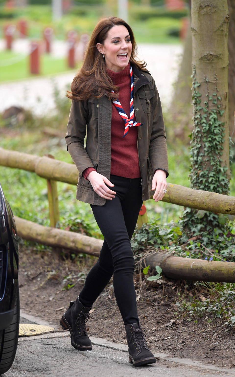 The duchess visits the Scouts&rsquo; headquarters at Gilwell Park in Epping, England, on March 28.&nbsp;