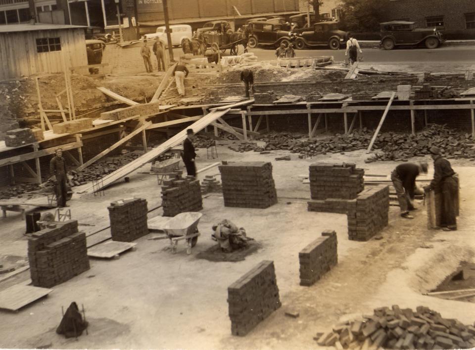 The former Dickson United States Post Office building on College Street is under construction in December of 1936.