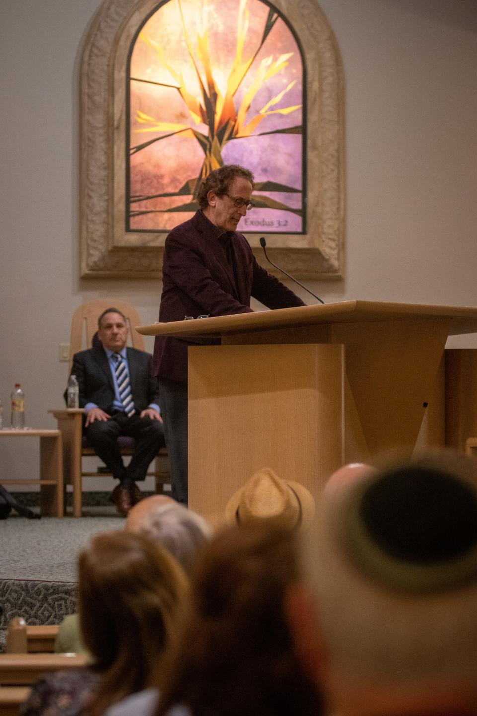 Rabbi J.B. Sacks, with Congregation Am HaYam in Ventura speaking at the service for Ukraine, March 13, 2022