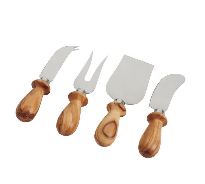 5) Olive Wood Cheese Knives, Set of 4