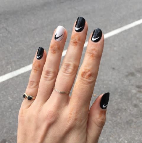 <p>Logos are so hot right now - add one to your nail art for extra fashwun points.</p>