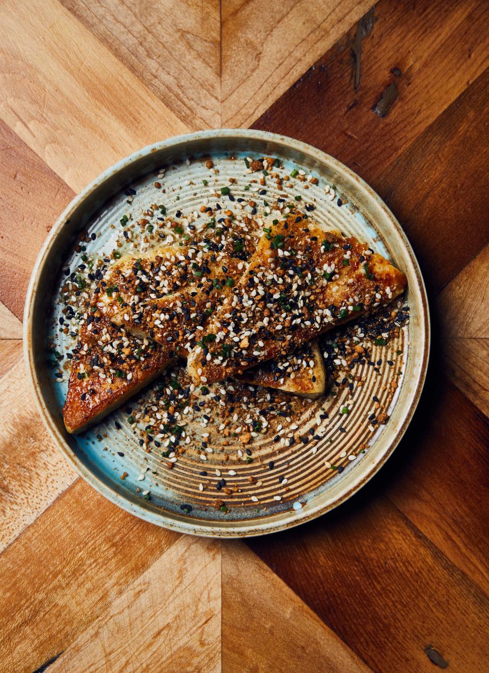 Seared Halloumi with Peanut Dukkah and Honey