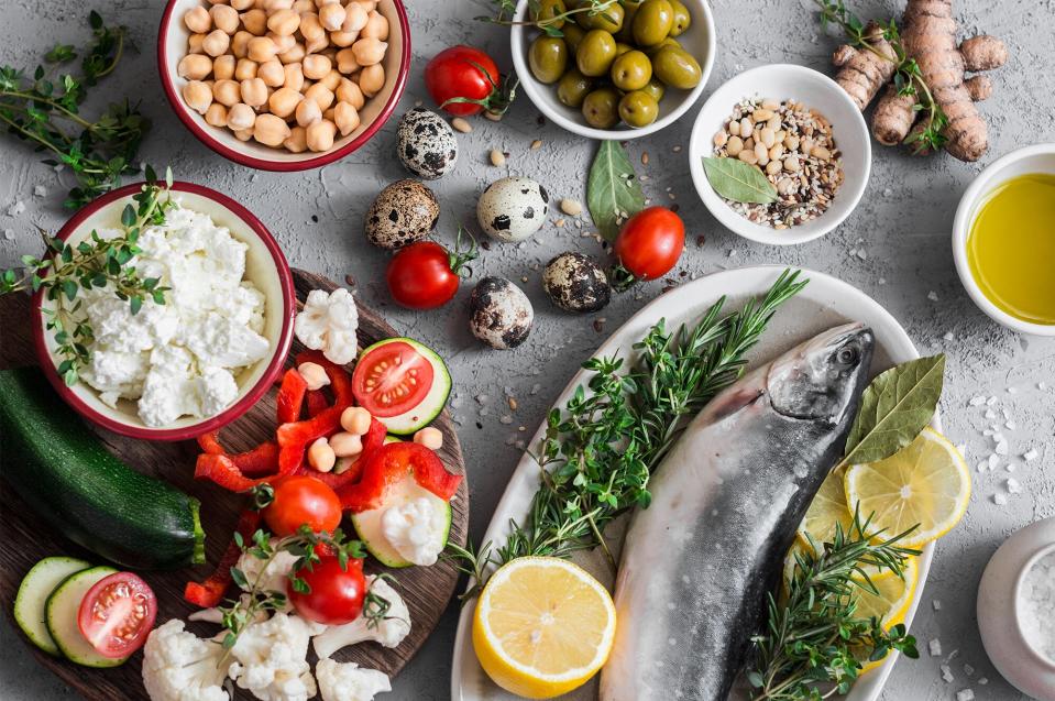 Mediterranean style diet foods fish legumes vegetables b3