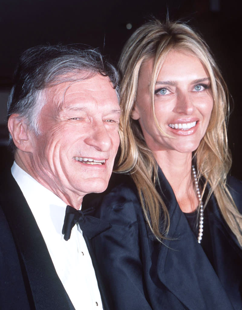 <b>Kimberly Conrad</b><br> After 30 years of living as a bachelor (and a busy one at that), Hef decided to make another trip down the aisle at age 63, this time to marry a 1988 Playmate of the Month, Kimberly Conrad, who was just 27 at the time. Conrad gave birth to Hef’s other two children, sons Maston and Cooper, now 22 and 21 respectively. Hef and his second wife split after nine years together, but Hef didn’t actually file for divorce until 2009, shortly after Cooper turned 18, when he asked a judge to reduce his spousal support from $40,000 to $20,000 a month. Throughout their separation, Conrad had lived with the couple’s sons in a house conveniently located next door to the Playboy mansion.
