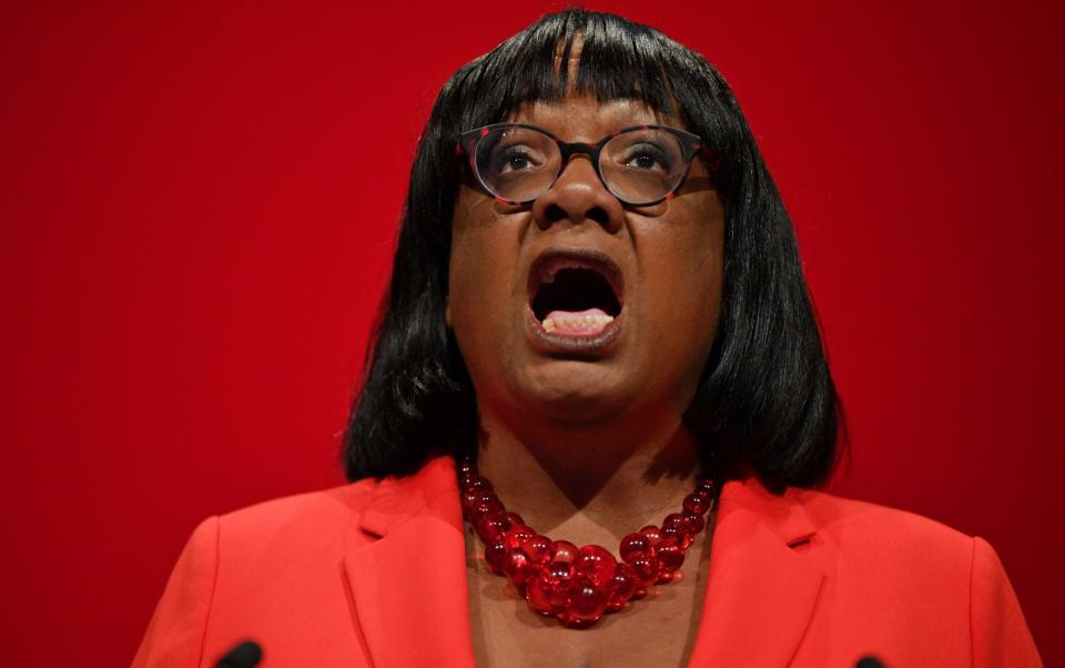 Diane Abbott, the first black woman elected to parliament, giving a speech at the Labour Party conference