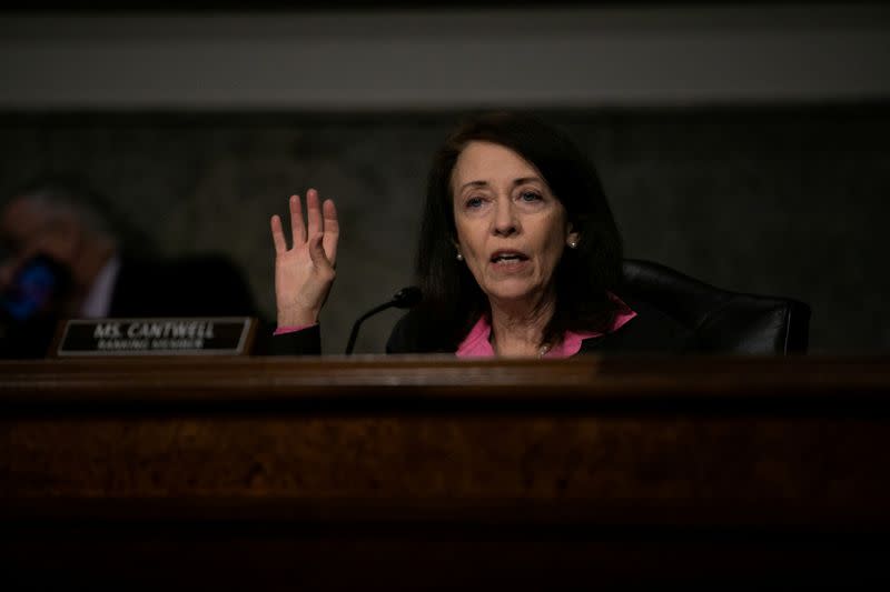 FILE PHOTO: U.S. Senator Cantwell at Federal Aviation Administration oversight of aircraft certification hearing on Capitol Hill in June 2020