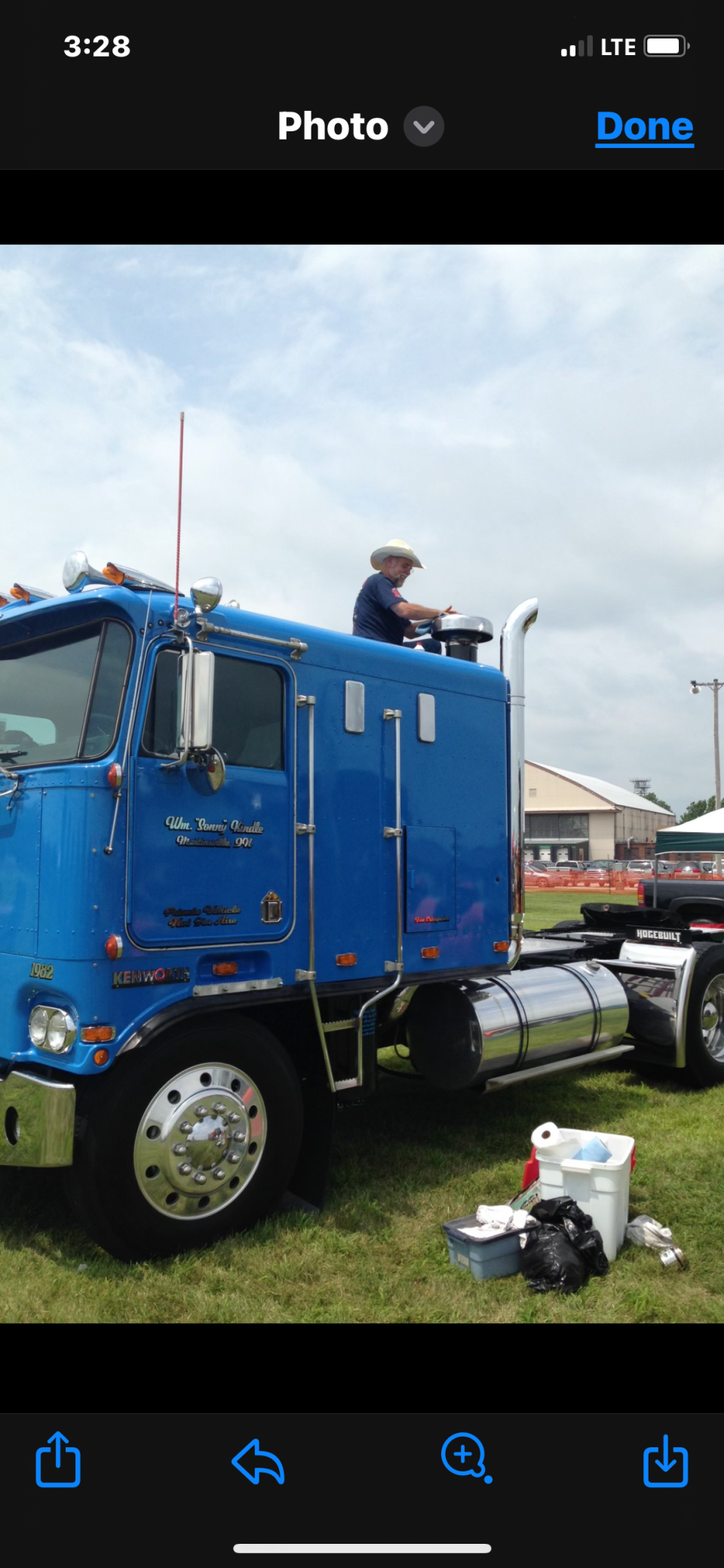 Chet Kindle with the 1982 Kenworth semi-truck cab he turned into a show truck after his father's death in 2010. His dad passed away before he could finish customizing the cab.