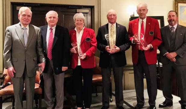 Past winners of the Deane Beman Award (from the left) have included Herb Peyton, Beman, Anne Nimnicht, John Hayt and John Tucker.