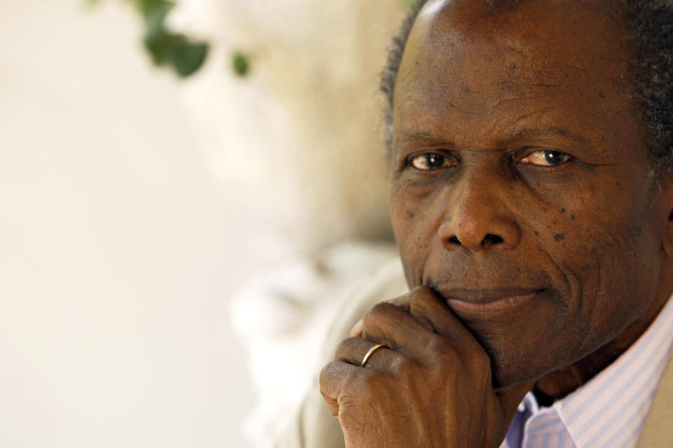 REMOVES REFERENCE TO THE BAHAMAS - FILE - Actor Sidney Poitier poses for a portrait in Beverly Hills, Calif. on June 2, 2008. Poitier, the groundbreaking actor and enduring inspiration who transformed how Black people were portrayed on screen, became the first Black actor to win an Academy Award for best lead performance and the first to be a top box-office draw, died Thursday, Jan. 6, 2022. He was 94. (AP Photo/Matt Sayles, File)