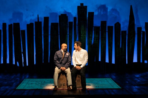 Faran Tahir and Amir Arison as father and son Baba and Amir in "The Kite Runner" on Broadway.<p>Joan Marcus</p>