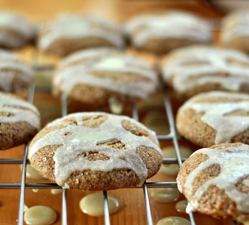 Chewy Molasses Cookies with Crunchy Lemon Glaze