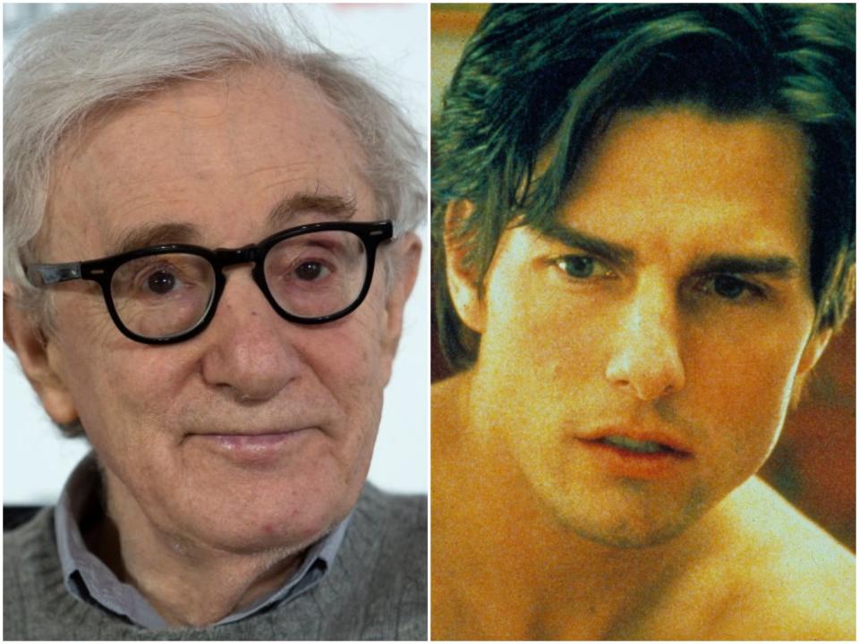 Woody Allen in 2019, and Tom Cruise in 'Eyes Wide Shut': ANDER GILLENEA/AFP/Warner Bros