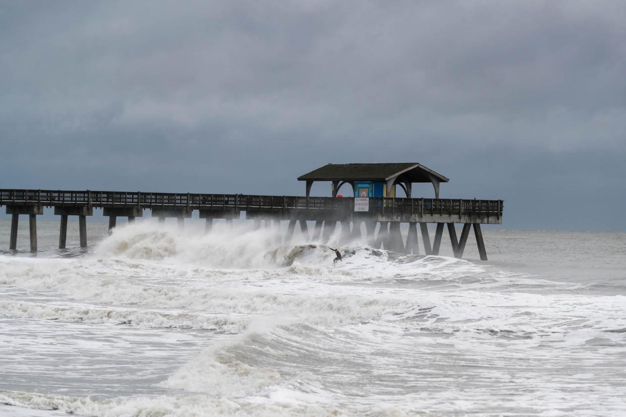 FILE: Hurricane Ian stirred up bigger than usual waves along Tybee Island as Hurricane Ian moved past the Georgia coast in 2022. Georgia hasn't received a direct hit in several years, but hurricane season still may bring floods and storms to the coast.