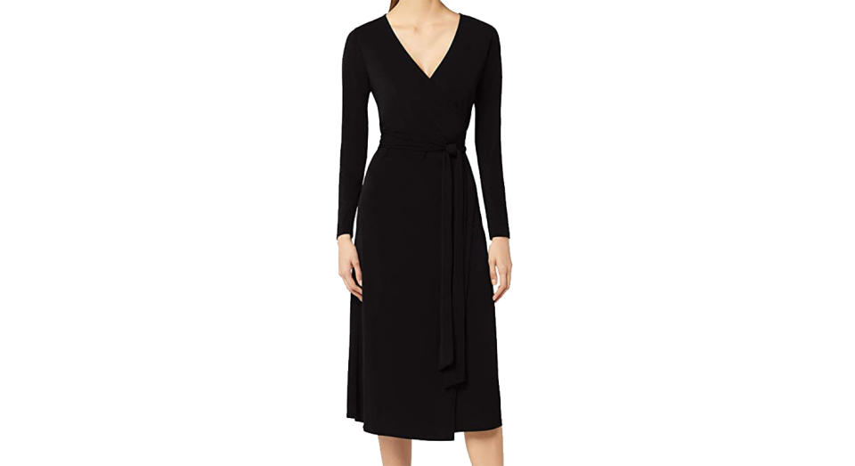 MERAKI Women's Crepe Midi Wrap Dress 