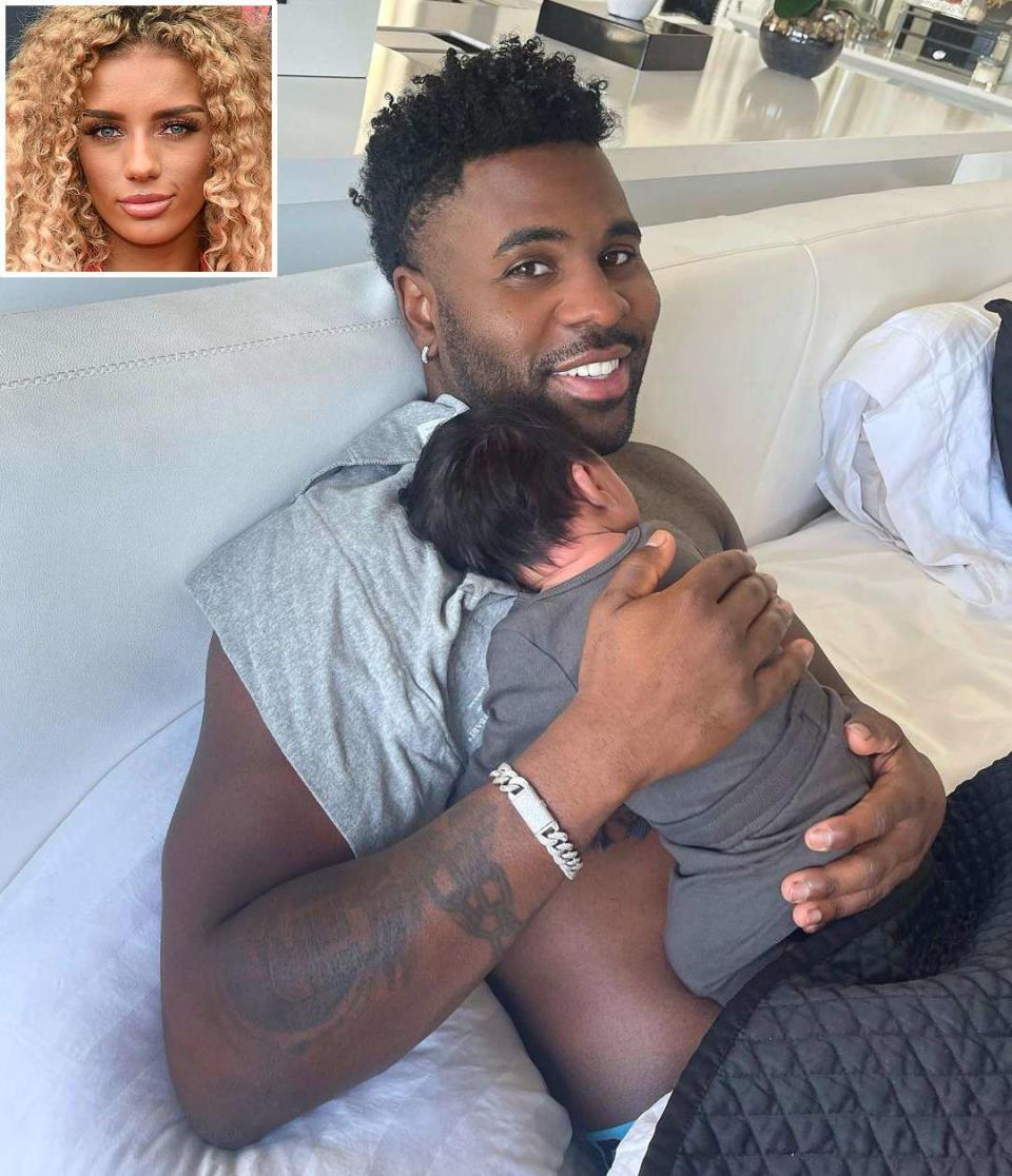 <p>Jason Derulo and girlfriend Jena Frumes <a href="https://people.com/parents/jason-derulo-welcomes-first-child-with-girlfriend/" rel="nofollow noopener" target="_blank" data-ylk="slk:welcomed their first child;elm:context_link;itc:0;sec:content-canvas" class="link ">welcomed their first child</a> together, a baby boy, on May 8, the couple revealed on Instagram. </p> <p>"The happiest day of my life bringing our baby boy (Jason King Derulo) home. He's so lucky to have such a strong caring hero of a mother <a href="https://www.instagram.com/jenafrumes/" rel="nofollow noopener" target="_blank" data-ylk="slk:@jenafrumes;elm:context_link;itc:0;sec:content-canvas" class="link ">@jenafrumes</a>," the "Savage Love" singer announced. </p> <p>Frumes shared a series of photos from the hospital room, as well as shots from the baby's first week at home.</p> <p>"A glimpse of my first week with our healthy handsome little king 👑🥺💛" Frumes, 26, captioned the post. "Life now has so much more meaning & I am so grateful. I'm so so so in love with this little boy he's everything I never knew I needed👶🏽🙏🏽 05/08/2021✨"</p>  