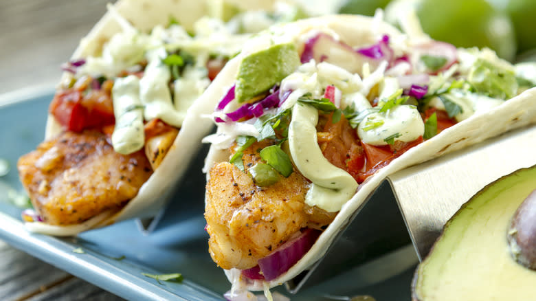 fish taco with avocado